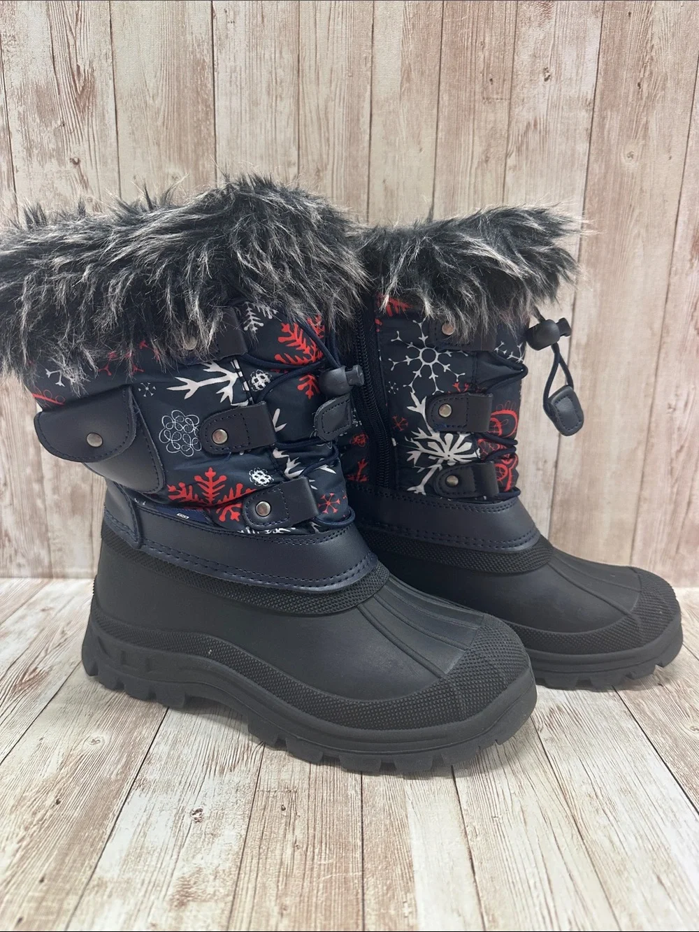 Kids Navy Snow Boots size 1 Dreampairs